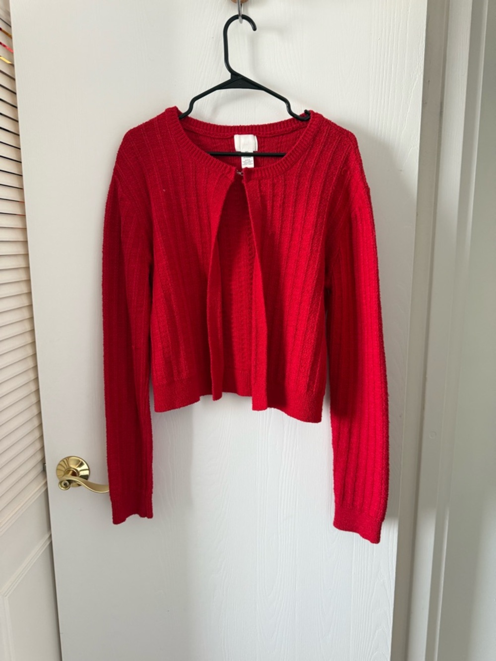 H&M Red Ribbed Open-Front Cardigan